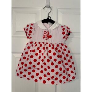 Disney Baby Minnie Mouse Polka Dot Dress and Diaper Cover Set Pink Red 3-6M
